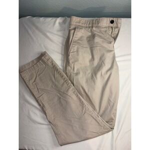 Crown & Ivy Mens Motion Flex Straight Fit Chino Pants Tan Khaki 34x32